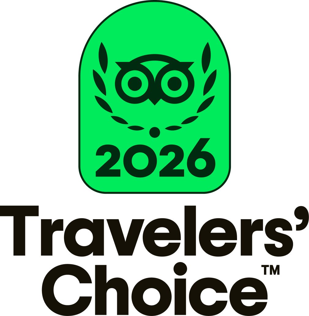 Green Travelers' Choice 2026 logo with owl icon.